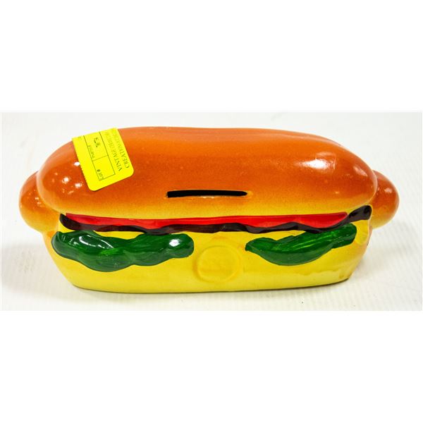 VINTAGE CERAMIC CARA CREATIONS HOT DOG COIN BANK