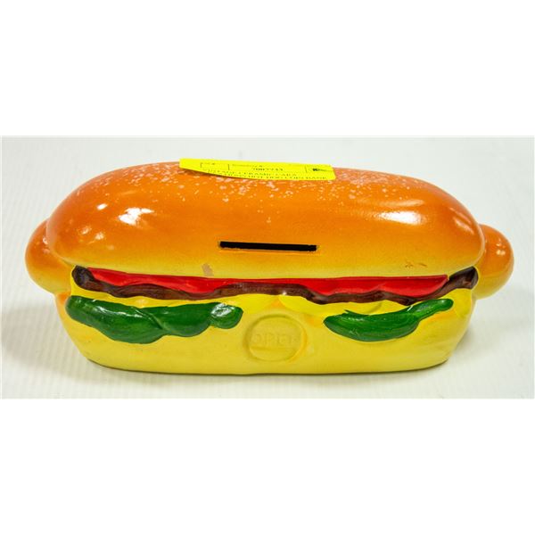 VINTAGE CERAMIC CARA CREATIONS HOT DOG COIN BANK