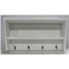 Image 1 : NEW WHITE WALL MOUNT SHELF WITH COAT HOOKS