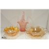 Image 1 : FLAT OF DEPRESSION GLASS + PINK BASKET STYLE GLASS