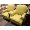 Image 1 : PAIR OF YELLOW RECLINING ARM CHAIRS, NEEDS CLEAN