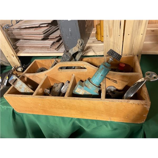 Wood Caddy with contents