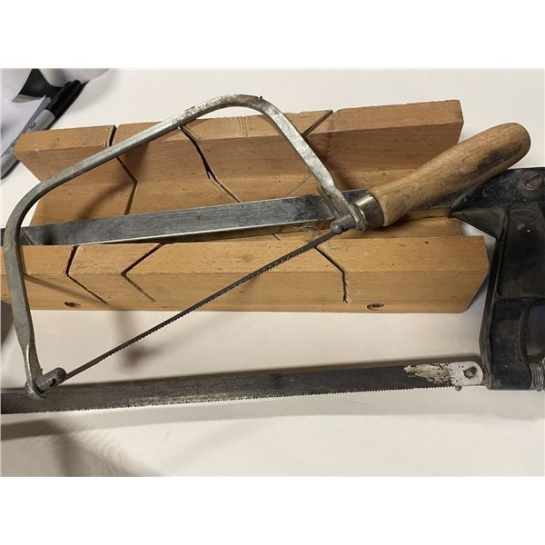 Wooden Mitre Box and Two Saws