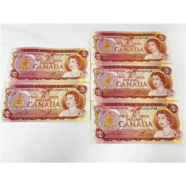 5 Canadian $2 Bills