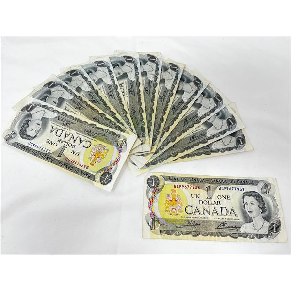 12 Canadian $1 Bills