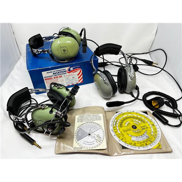 Lot of 3- David Clark airplane Pilot Headsets