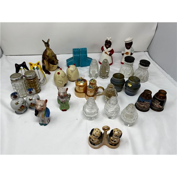 Large lot of mixed salt and pepper shakers