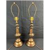 Image 1 : Set of two antiqued brass table lamps