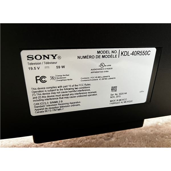 2015 Sony Bravia 40" Flatscreen television