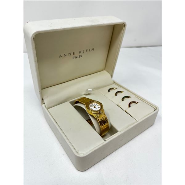 Anne Klein interchangable bezel gold tone watch