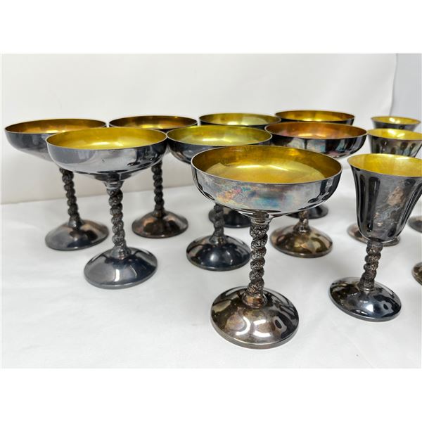 Spanish Silverplate brass cup and goblet set