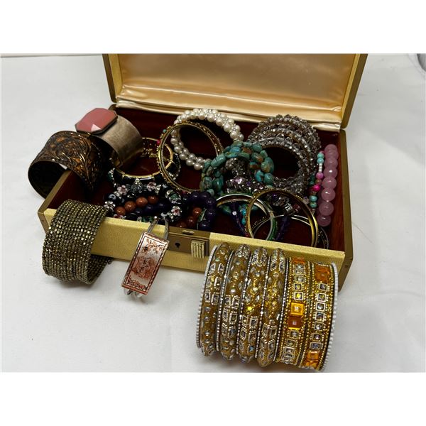 Large group of mixed style ladies bracelets