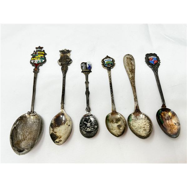 Lot of 6 solid silver collector spoons 67g total weight