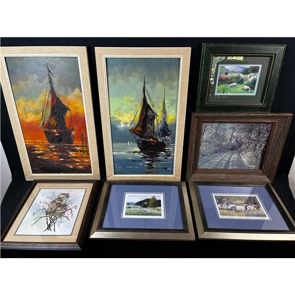 Lot of 7 mixed wall artworks inc lyn bastien