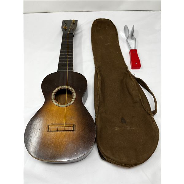Miniature Childs toy guitar and clap spoons