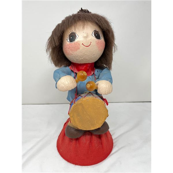 Vintage toy paper mache music box doll