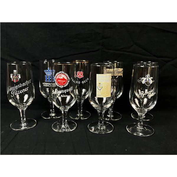8 piece advertising german beer flutes