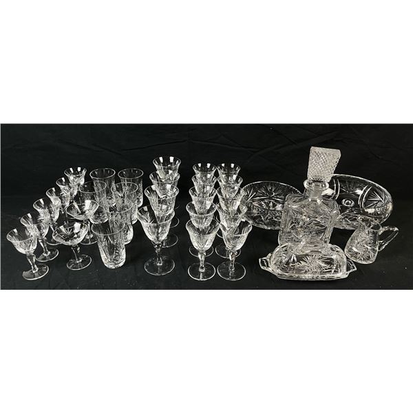 Cut glass style bar set with bowls and decanter