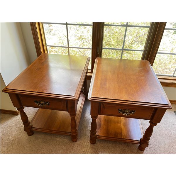 Set of two wooden end tables