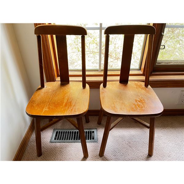 Pair of Miniature vintage wooden childrens chairs