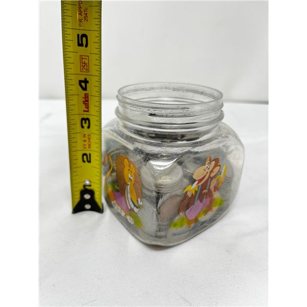 Jar of mixed old coins mostly canadian 25 cents