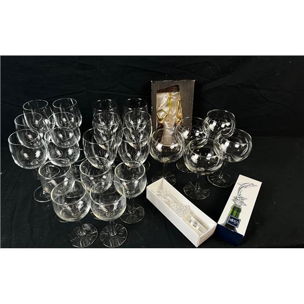 Assorted glass stemware