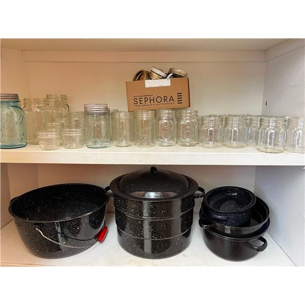 Mixed Canning jars and pots