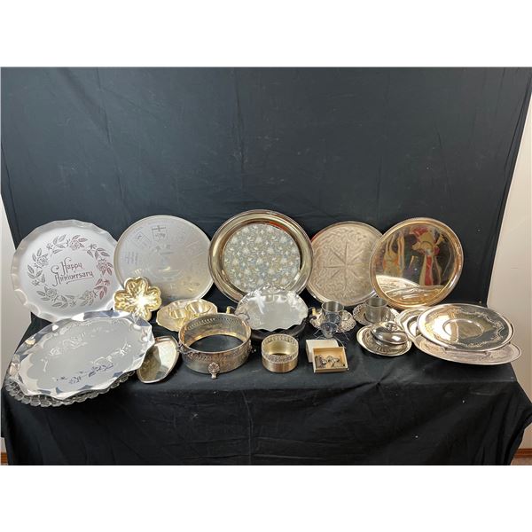 Lot of mixed metal trays and misc