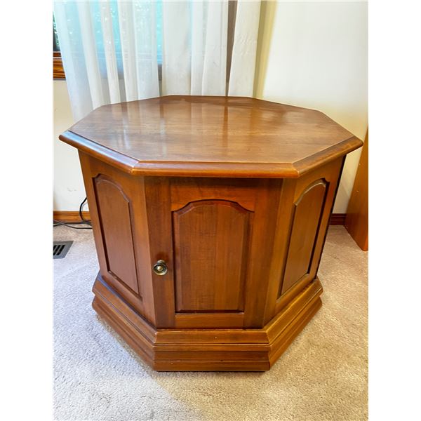 Set of two octagonal wooden end tables