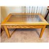 Image 2 : Two glass top wooden side tables
