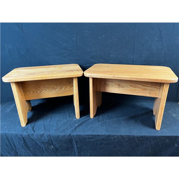 Two wooden foot stools