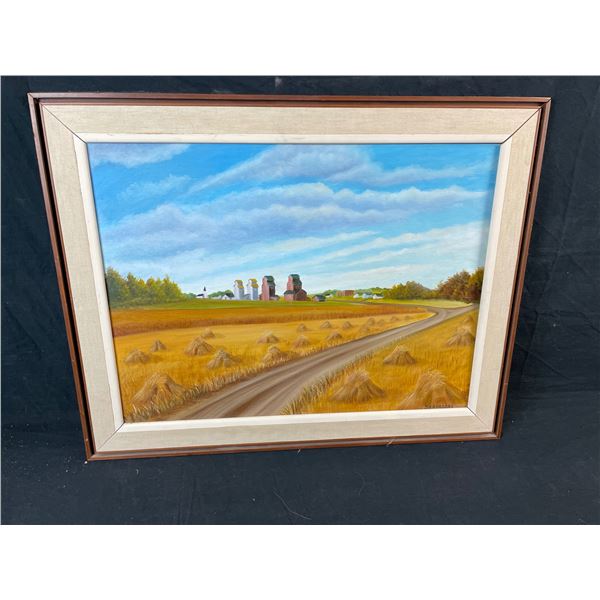 Oil on canvas painting of prarie scene