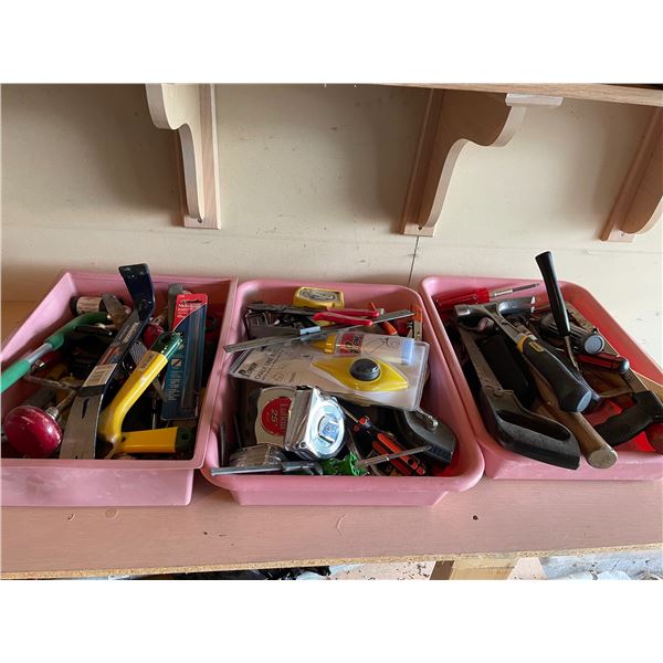 Three tubs of mixed tools and misc
