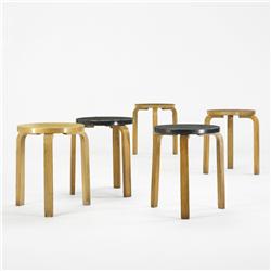 Alvar Aalto L-leg stools, set of five
