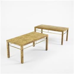 In the manner of Milo Baughman occ. tables, pair
