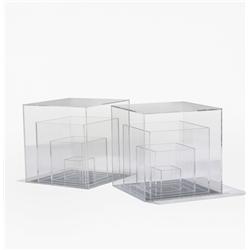 In the manner of Larry  Bell tables, pair