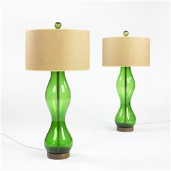 Blenko Glass Company table lamps, pair