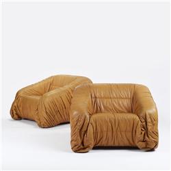 De Pas, d'Urbino and Lomazzi Piumino chairs, pair