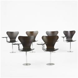 Jacobsen chairs w/writing tables, set of six