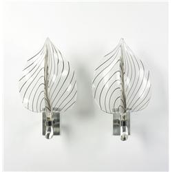 Murano leaf sconces, pair
