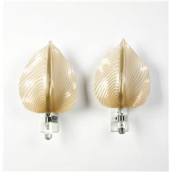 Murano leaf sconces, pair