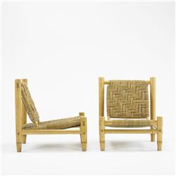 Manner of Charlotte Perriand lounge chairs, pair