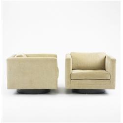 Harvey Probber swivel lounge chairs, pair