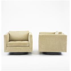 Harvey Probber swivel lounge chairs, pair