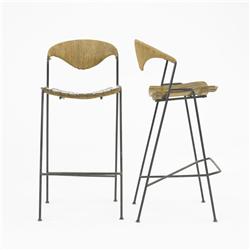 Arthur Umanoff bar stools, pair
