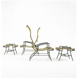 After Van Keppel Green lounge chairs with ottomans, pair