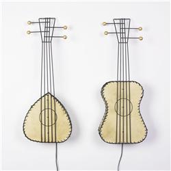 Frederick Weinberg guitar sconces, pair