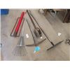 Image 2 : 5 Yard Tools ; Post Pounder, 2 Rakes, Pick, Post Hole Digger