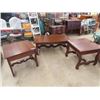 Image 1 : 3 pc Table Set ; Coffee Table 19" x 29" x 49" & 2 End Tables 23" x 27" x 27"