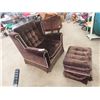 Image 1 : Upholstered Button Back Chair & Ottoman